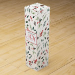 Boite Cadeau Pour Bouteille De Vin Joyeux moderne Red Festive Berry Botanique Noël<br><div class="desc">Bienvenue dans la saison des réjouissances festives avec la boîte à vin botanique de Noël Modern Joy Red Festive Berry Botanical. Avec sa typographie rouge vif et joyeuse et ses détails charmants qui mettent en valeur un pays merveilleux d'hiver rempli de botaniques délicats, cette boîte merveilleuse est sûre d'apporter de...</div>