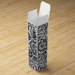 Boite Cadeau Pour Bouteille De Vin Motif floral élégant noir et blanc<br><div class="desc">Motif floral noir élégant au-dessus de la couleur faite sur commande blanche d'arrière - plan.</div>