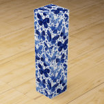 Boite Cadeau Pour Bouteille De Vin Papillons Aquarelle Indigo<br><div class="desc">Peinture à papillon bleu et blanc Indigo.</div>