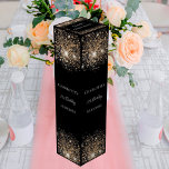 Boite Cadeau Pour Bouteille De Vin Parties scintillant en or noir élégant anniversair<br><div class="desc">Un arrière - plan noir classique. Décoré avec parties scintillant en faux or foncé. Personnalisez et ajoutez un nom,  un âge et une date.</div>