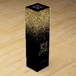 Boite Cadeau Pour Bouteille De Vin Parties scintillant moderne noir et or 50e anniver<br><div class="desc">Parties scintillant moderne noir et or cadeau 50e anniversaire. Une collection élégante et raffinée.</div>