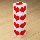 Boite Cadeau Pour Bouteille De Vin Red Heart Motif Mariages Saint Valentin<br><div class="desc">Imprimé avec des motifs de coeur rouge mignon!</div>