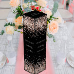 Boite Cadeau Pour Bouteille De Vin Rose noir confetti d'or anniversaire<br><div class="desc">Un arrière - plan noir classique. Décoré de confettis d'or rose. Personnalisez et ajoutez un nom,  un âge et une date.</div>