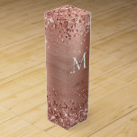 Boite Cadeau Pour Bouteille De Vin Rose Parties scintillant or brossé métal Monogramm<br><div class="desc">Parties scintillant en or rose vierge étincelante en métal brossé Script monogramme boîte à vin</div>