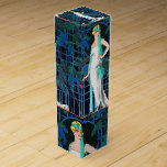 BOITE CADEAU POUR BOUTEILLE DE VIN ROSES ROUGES LA NUIT, MODE BEAUTÉ<br><div class="desc">Design élégant avec sceau de cire rouge et ruban .Vibrant, élégant Art Déco français haute illustration avec une belle dame avec une rose rouge à la main et bleu floral en noir blanc, rouge, aqua bleu, couleurs turquoises .Cool, design moderne et artistique.est parfait pour coiffeur, coiffeur élégant, maquillage théâtral artistes,...</div>