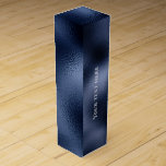 Boite Cadeau Pour Bouteille De Vin sac à vin pour les célébrations de la texture méta<br><div class="desc">Design bleu métallique simple minimaliste pour les célébrations et événements</div>