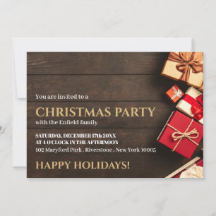 Boîte cadeau rustique, Invitation de fête de Noël