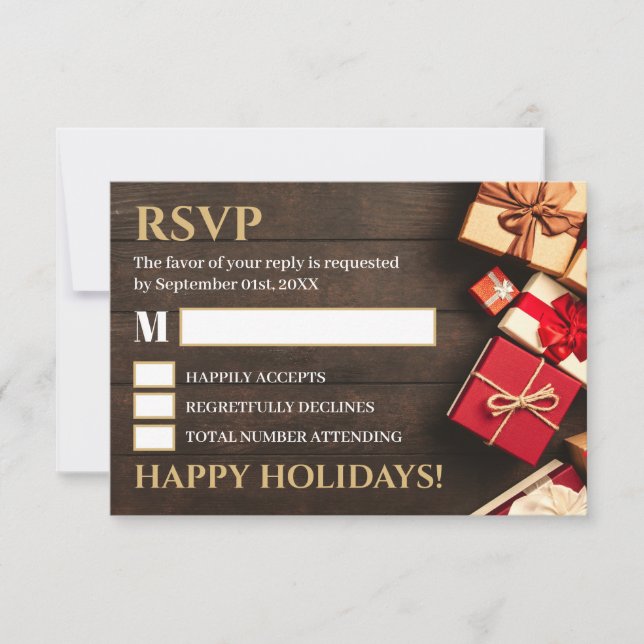 Boîte-cadeau rustique, RSVP à la fête de Noël (Devant)