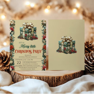 Boîte cadeau vintage Noël Fête Invitation