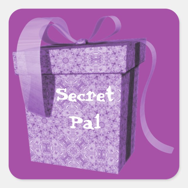 Boîte Cadeau Violet Ruban Secret Pal Stickers (Devant)