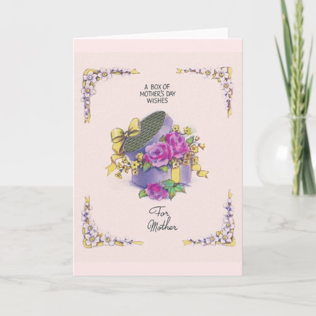 Boîte Casquette vintage avec Fleurs Carte de Fête  (Devant)