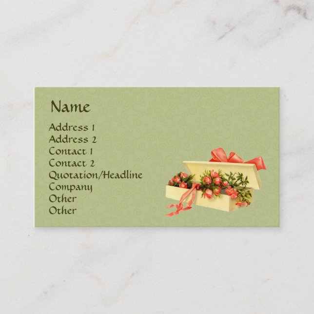 Boîte D'Art vintage Rose Carte de visite (Devant)