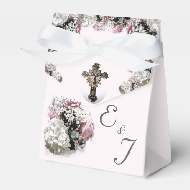 Boite de mariage catholique rose et blanc (Verso)