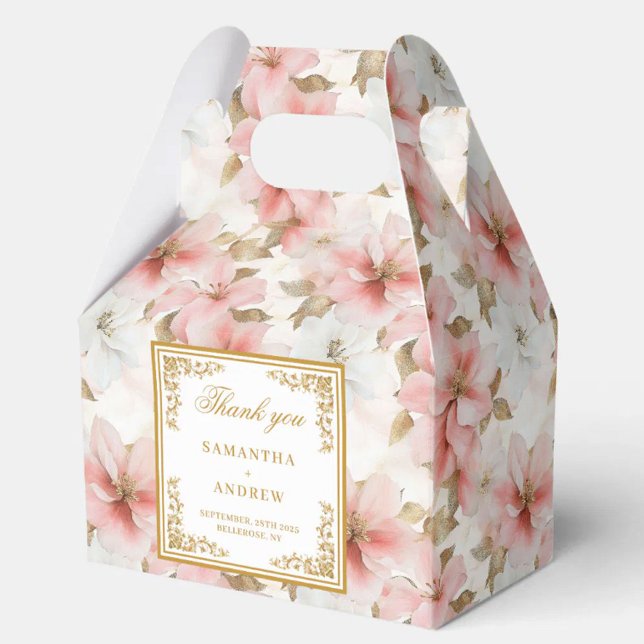 Boite de mariée en ivoire rousse rustique (Rustic blush ivory watercolor wedding favor box)