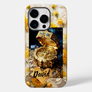 Boite dorée et fleur jaune iPhone / coque ipad