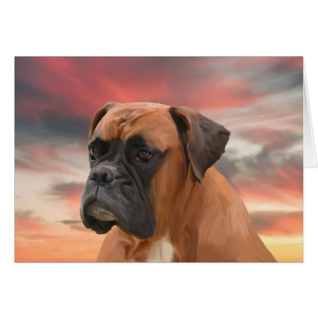 Boîte Mignonne de Chien Boxer Peinture à l'eau à l (Devant horizontal)