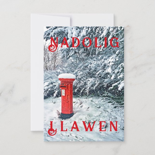 Boîte postale rouge traditionnelle et neige sur le (Devant)