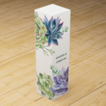 Boite Pour Bouteille De Vin Aquarelle Desert Cactus Succulents Personnalisable<br><div class="desc">Aquarelle art succulent Boîtes à vin avec élégante typographie personnalisable selon vos spécificités d'événement.</div>
