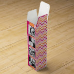Boite Pour Bouteille De Vin Instagram Photo Collage Hot Pink Orange Chevrons<br><div class="desc">Une excellente façon d'afficher vos photos carrés à partir de votre compte en ligne. Un design amusant zig zag stripe souligne les photos.</div>