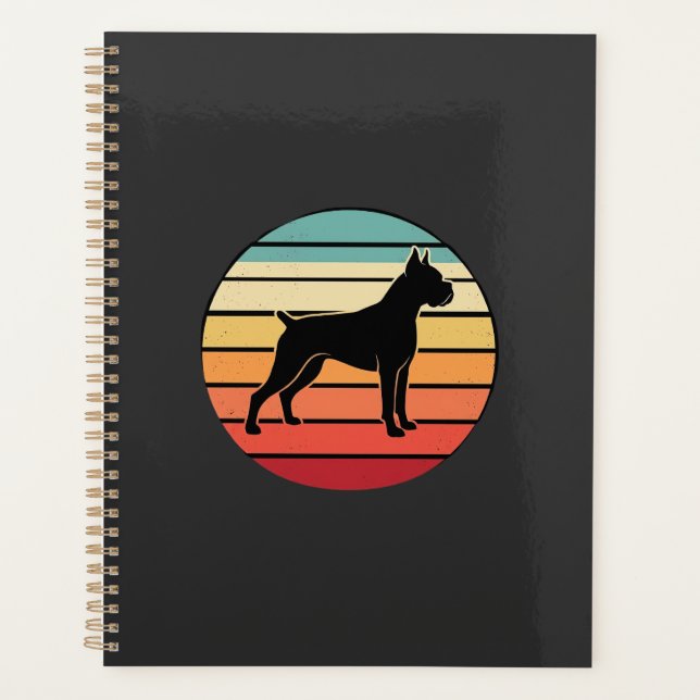 Boîte Rétro Vintage Chien Boxer Silhouette Coucher (Devant)