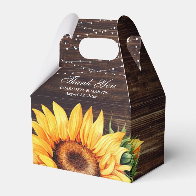 Boite Rustique Tournesol de mariage Favor Box (Verso)
