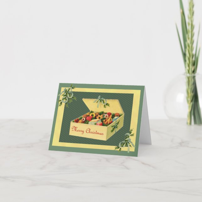 Boîte vintage de Noël Cookies Carte pour notes (Devant)