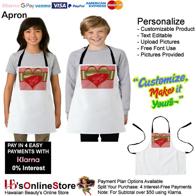 Boîtes de coeur Petit tablier (Boxes of Hearts Small Children's Apron.)