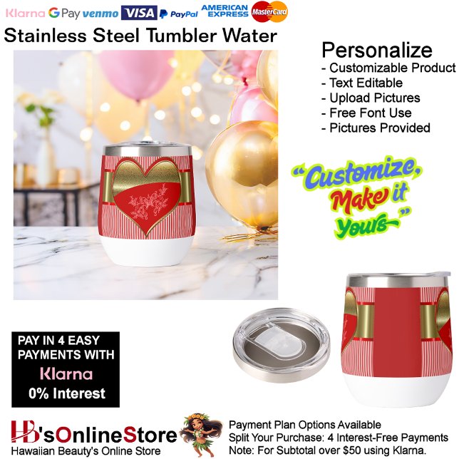 Boîtes de Coeurs Acier Inoxydable Vin Tumbler Eau (Boxes of Hearts Stainless Steel Wine Tumbler Water.)