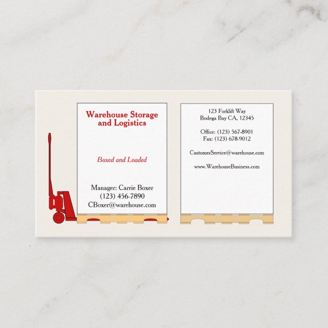 Boîtes de palette standard, Carte de visite 3,5 po (Devant)