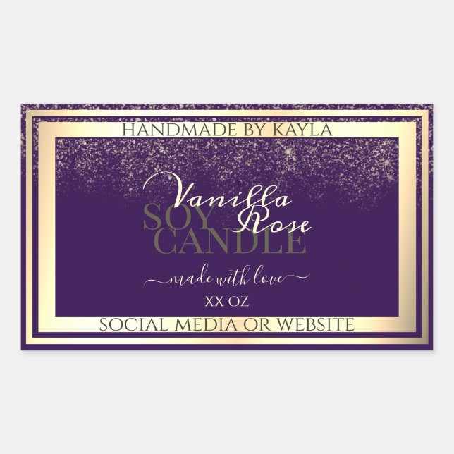 Boîtier de luxe violet Étiquette Gold Frame (Devant)