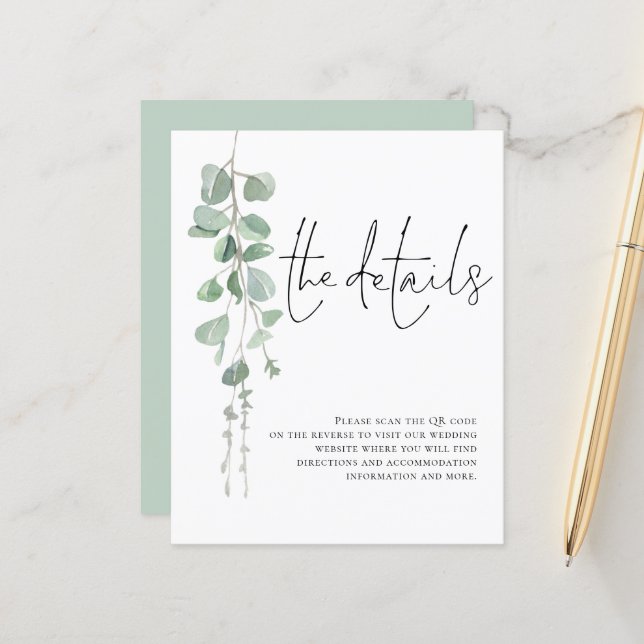 Boîtier détail du Mariage de code QR Eucalyptus Bu (Devant/Arrière en situation)