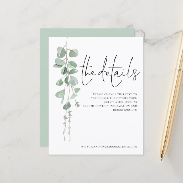 Boîtier détail Mariage Eucalyptus Budget (Devant/Arrière en situation)