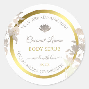 Boîtier Floral Blanc Étiquette Gold Frame