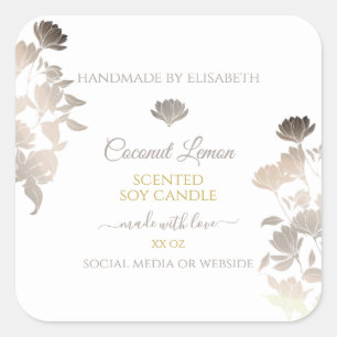 Boîtier Floral Blanc Étiquette Gold Frame