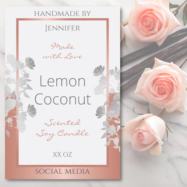 Boîtier Floral Blanc Étiquette Rose Or (Créateur téléchargé)