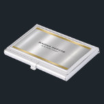 Boîtier Pour Cartes De Visite Accents or argent simple et métallique<br><div class="desc">Texture minimaliste,  élégante et simple en argent métallique avec bandes dorées accent personnalisable porte-arrière - plan carte de visite moderne personnalisable.</div>