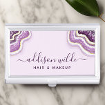 Boîtier Pour Cartes De Visite Améthyste Parties scintillant violet Agate Geode L<br><div class="desc">Amethyst Purple Parties scintillant Agate Geode Luxe Chic Business Card Case. Parfait pour les maquilleurs,  coiffeurs,  cosmétologues,  et plus encore !</div>