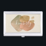 Boîtier Pour Cartes De Visite Aquarelle Abstrait Rose Gold Parties scintillant F<br><div class="desc">Le design est magnifique et présente des formes abstraites en terre cuite et en or rose,  des formes de glitterie. Customisez facilement avec le nom de votre choix. Une idée cadeau très pratique et belle pour vous et les autres.</div>