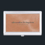 Boîtier Pour Cartes De Visite Aquarelle Abstraite en terre cuite moderne personn<br><div class="desc">Boîtier de carte professionnelle personnalisée Abstrait en terre cuite moderne</div>