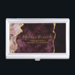 Boîtier Pour Cartes De Visite Aquarelle Bourgogne et or Marbre Agate doré<br><div class="desc">Aquarelle Bourgogne & Aquarelle Or Aquarelle Marbre Agate Géode Doré Design,  avec polices Moderne et Script. Étui de carte d'affaires tendance et chic ! ~ Regardez ma boutique pour voir l'ensemble de la suite pour ce design!</div>