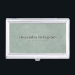 Boîtier Pour Cartes De Visite Aquarelle moderne texturée Vert Sage personnalisé<br><div class="desc">Sage texturé moderne Vert Aquarelle Abstraite Professionnelle Custom Business Card Case</div>