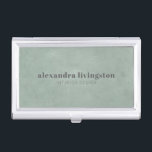 Boîtier Pour Cartes De Visite Aquarelle moderne texturée Vert Sage personnalisé<br><div class="desc">Sage texturé moderne Vert Aquarelle Abstraite Professionnelle Custom Business Card Case</div>