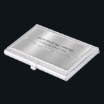 Boîtier Pour Cartes De Visite Argent métallique moderne en aluminium brossé look<br><div class="desc">Design arrière - plan métallique simple et élégant, l'aluminium brossé look cartes de visite personnalisés. Il s'agit d'une image et non d'une véritable finition métallique ou métallique. Entièrement personnalisable. Si vous avez besoin d'aide pour customiser l'un de mes designs, envoyez-moi un message sur Zazzle—la mise en forme de texte libre...</div>