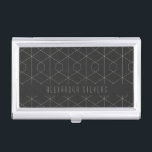 Boîtier Pour Cartes De Visite Art Déco Géométrie linéaire Noir Blanc Personnalis<br><div class="desc">Art Déco Géométrie linéaire Noir Blanc Personnalisé Boîtier de carte de visite</div>