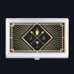 Boîtier Pour Cartes De Visite Bartender Bar Club Modern Gold Art Deco<br><div class="desc">Bartender Bar Club Modern Gold Art Deco Titulaire de carte de visite.</div>