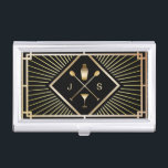Boîtier Pour Cartes De Visite Bartender Bar Club Modern Gold Art Deco<br><div class="desc">Bartender Bar Club Modern Gold Art Deco Titulaire de carte de visite.</div>