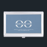Boîtier Pour Cartes De Visite Bleu Entreprise Logo Marqué<br><div class="desc">Gardez vos cartes de visite organisés et facilement accessibles grâce à cet élégant coque carte de visite de marque logo de l'entreprise. La coque est dotée d'une palette de couleurs chic bleu et blanc fumée et affiche le logo de votre entreprise sur le devant. Fabriqué à partir de matériaux de...</div>