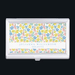 Boîtier Pour Cartes De Visite Bleu mignon et Jaune Ditsy Floral Moderne Personna<br><div class="desc">Cute Blue et Jaune Ditsy Floral Moderne Custom Business Card Case</div>