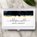 Boîtier Pour Cartes De Visite Boîtier de carte de visite Black and Gold Watercol<br><div class="desc">Boîtier De Carte D'Affaires Noir Et Or Aquarelle. Parfait pour les maquilleurs,  coiffeurs,  cosmétologues,  et plus encore !</div>