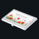 Boîtier Pour Cartes De Visite Bordure florale des pavots rouges<br><div class="desc">Elégante bordure de fleurs de pavot rouge moderne,  modèle personnalisable porte-carte de visite.</div>